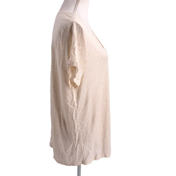 🚨Sundance Womens Size Large 100% Linen V-Neck Tee Shirt Short Sleeves Pullover - Picture 3 of 6